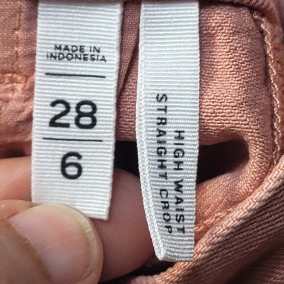 Made and Loved LOFT High Waist Straight Crop Jean Pink Salmon Size 28/6 - Picture 3 of 7
